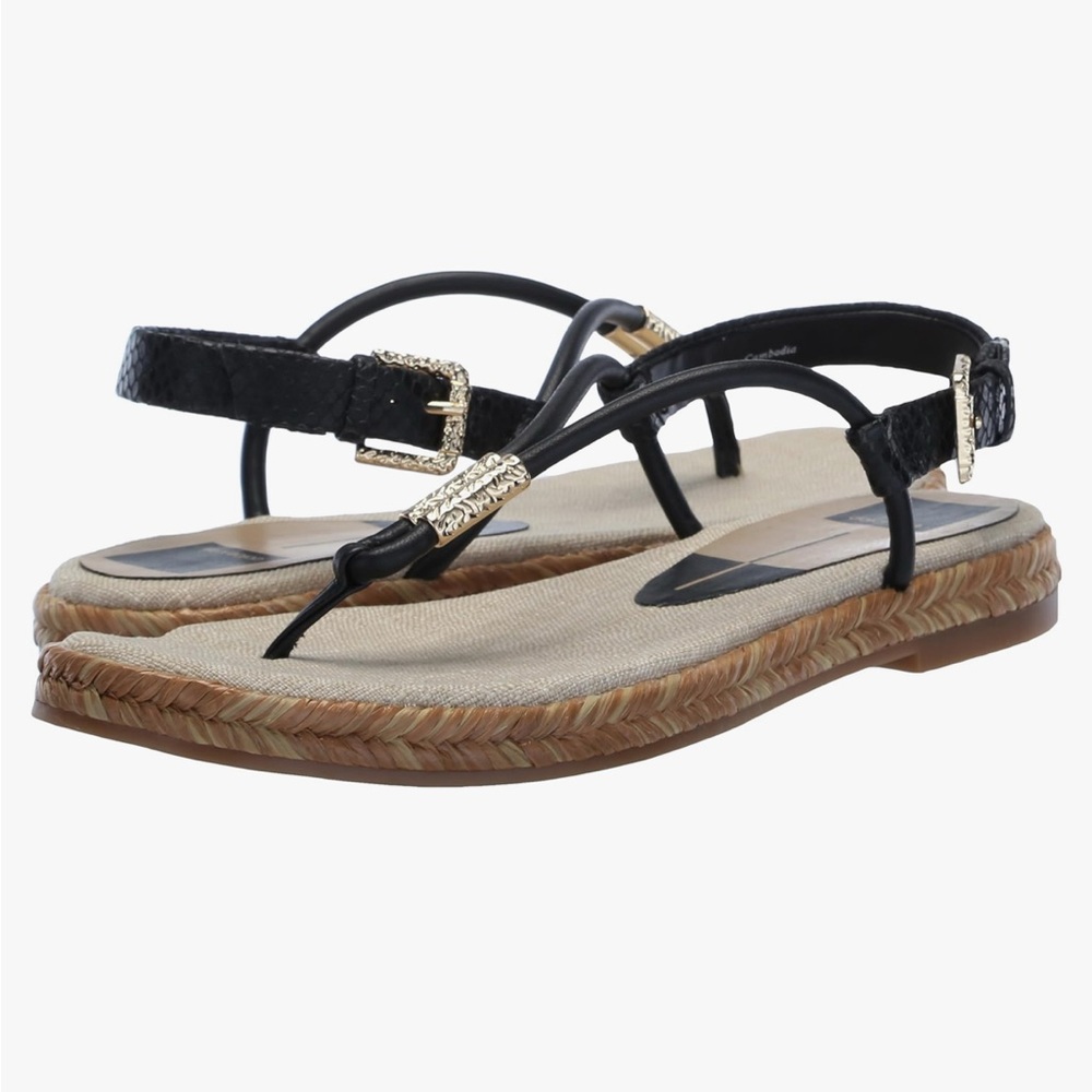 DOLCE VITA Meryl black leather flip flop thong sandle NEW 6.5